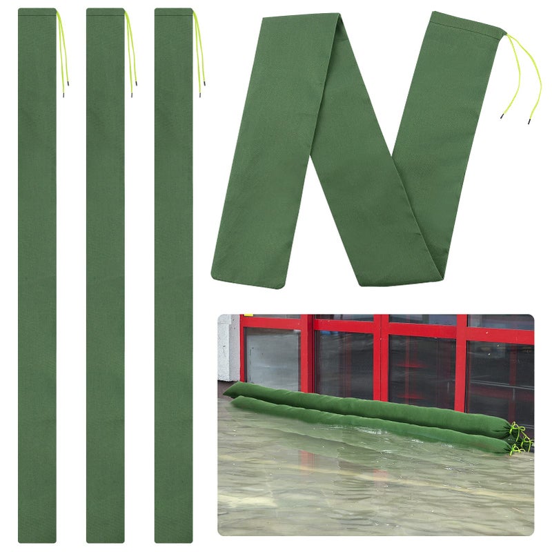 Biubee 4 Pcs 6' ? 6"" Long Sand Bags for Flooding - Thickened Canvas Flood Protection Sandbag Tube with Elastic Band  Reusable Flood Rain Wind Barrier Sand Bag Tube for Door Window Flood Control - Image 1